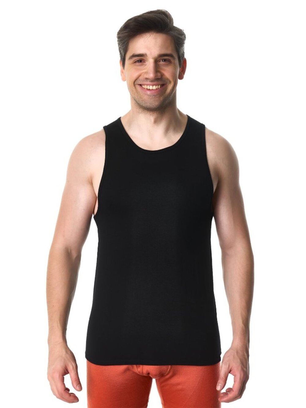 Merino.tech Men’s Merino Wool Tank Top - Lightweight Base Layer (Black)